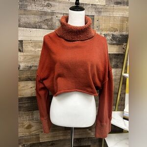 Anthropologie Cropped Burnt Orange Turtleneck